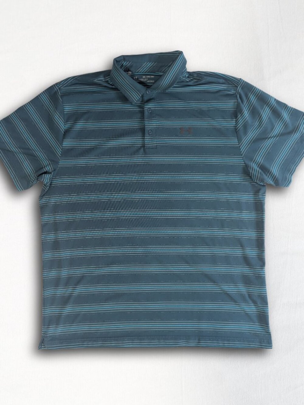 Under Armour Playoff Polo Golf Shirt Mens 2XL Blue Striped HeatGear 1253479